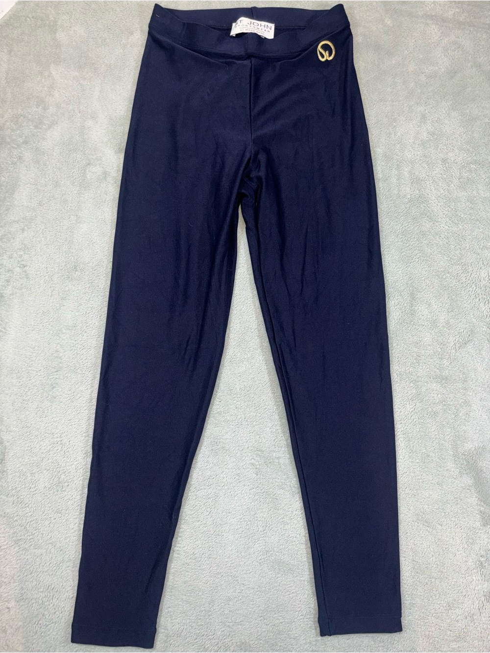St. John Navy Blue Knit Leggings Stretch Slim Pants - Size S